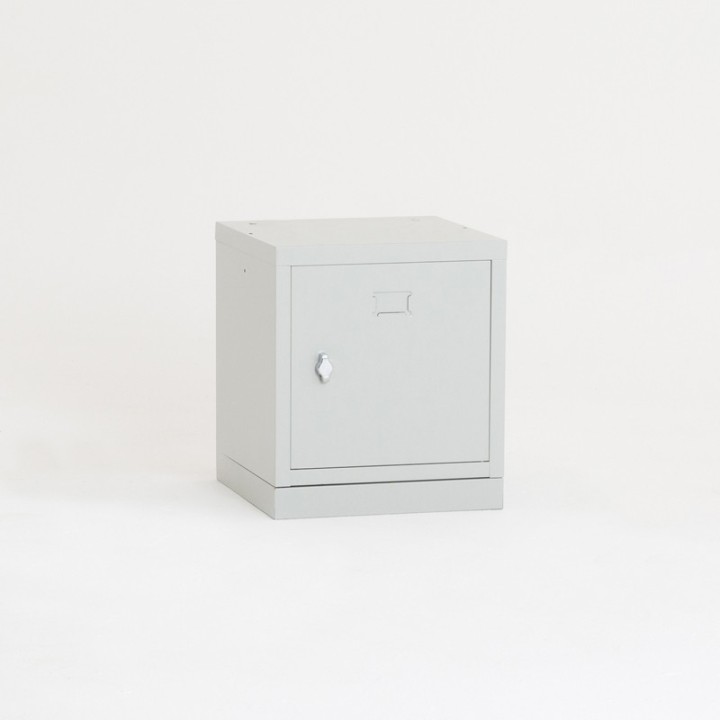 Visão geral do cacifo em cubo cinza com base de compartimento de cacifo cúbico