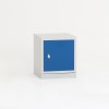 Visão geral do cacifo em cubo azul com base de compartimento de cacifo cúbico