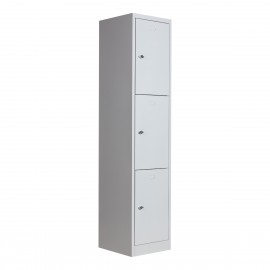 Armário vestiário de aço 3 portas cinza - portas fechadas