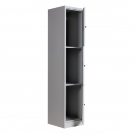 Armário vestiário de aço 3 portas cinza - portas abertas