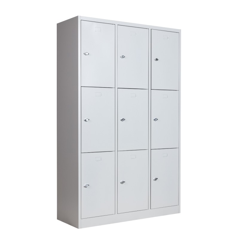 Armário vestiário de aço 9 portas cinza Armário vestiário de aço 9 portas cinza