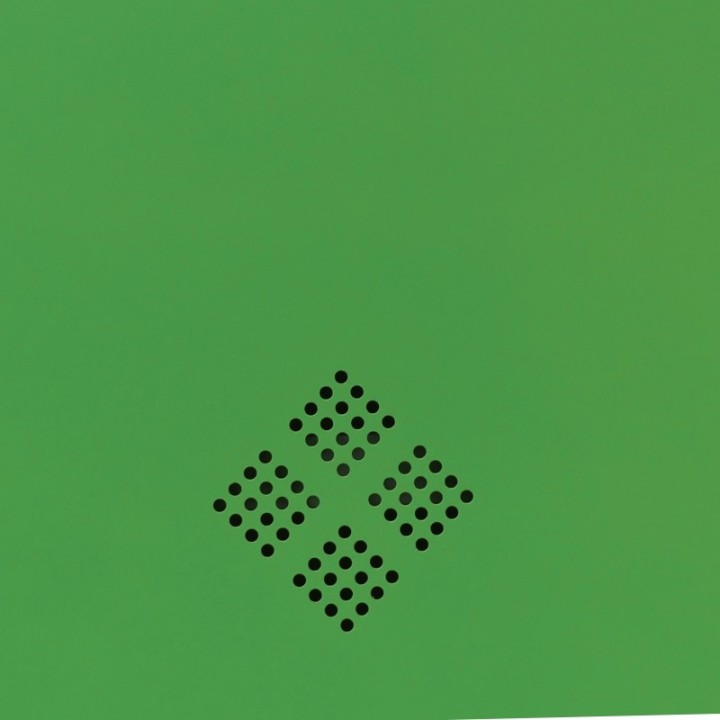 Primeiro plano frontal do mecanismo interno de fecho (encaixe na folha) Armário fitossanitário