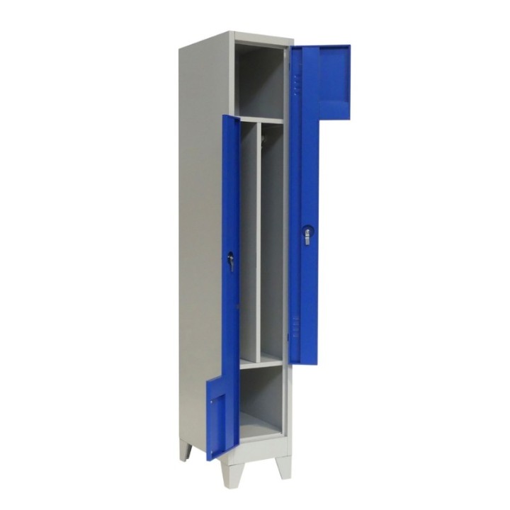 Vestiário simples com 2 cacifos em L 31,5 cm aperto