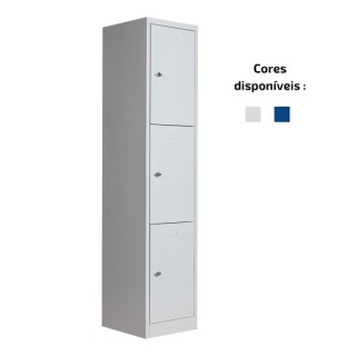 Armário vestiário de aço 3 portas vista geral